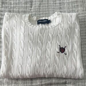 Polo Golf by Ralph Lauren White Cable Knit Crewneck Sweater (L)